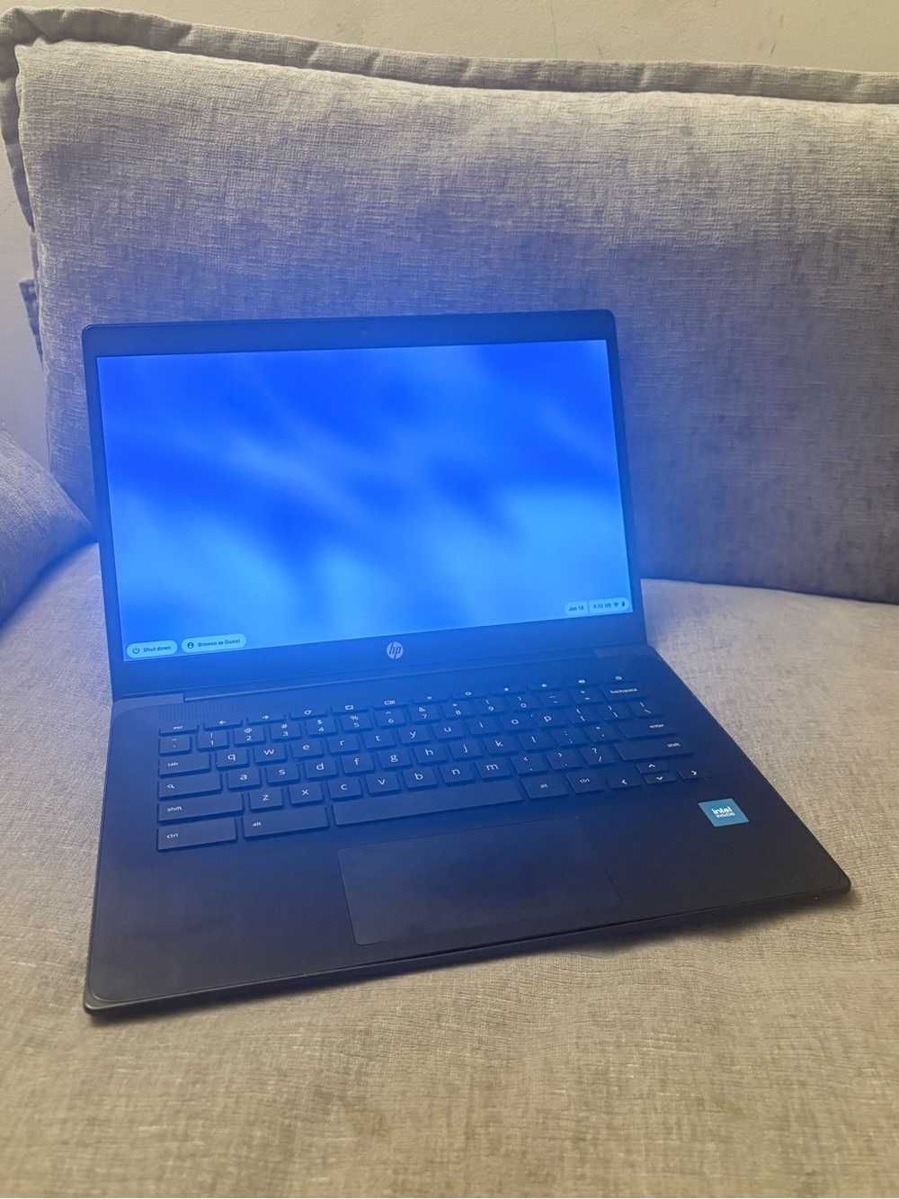 HP Black Laptop with Blue Display Accent